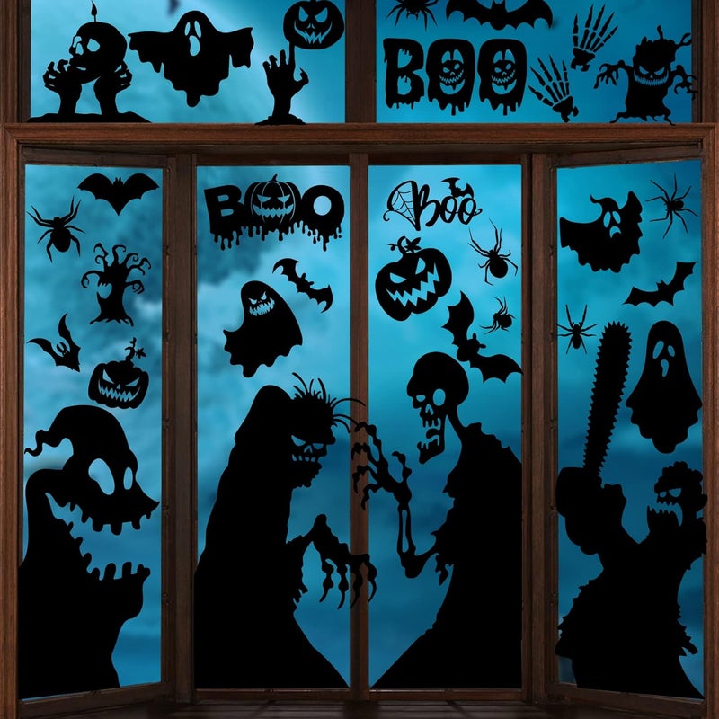 Joy Bang Halloween Window Clings Decor for Halloween Decorations, Large Scary Window Silhouette Stickers Decals Spooky Monster Zombie Clings for Party Decorations Indoor - Image 1